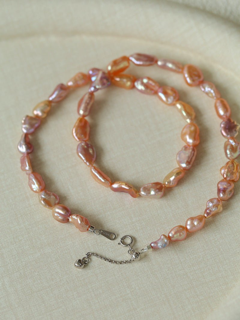 Iridescent Keshi Pearl Necklace without Spacers - floysun