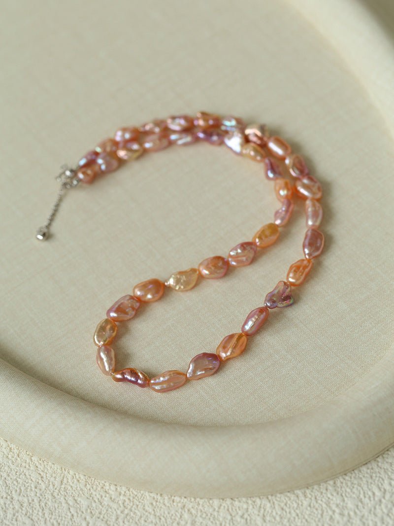 Iridescent Keshi Pearl Necklace without Spacers - floysun