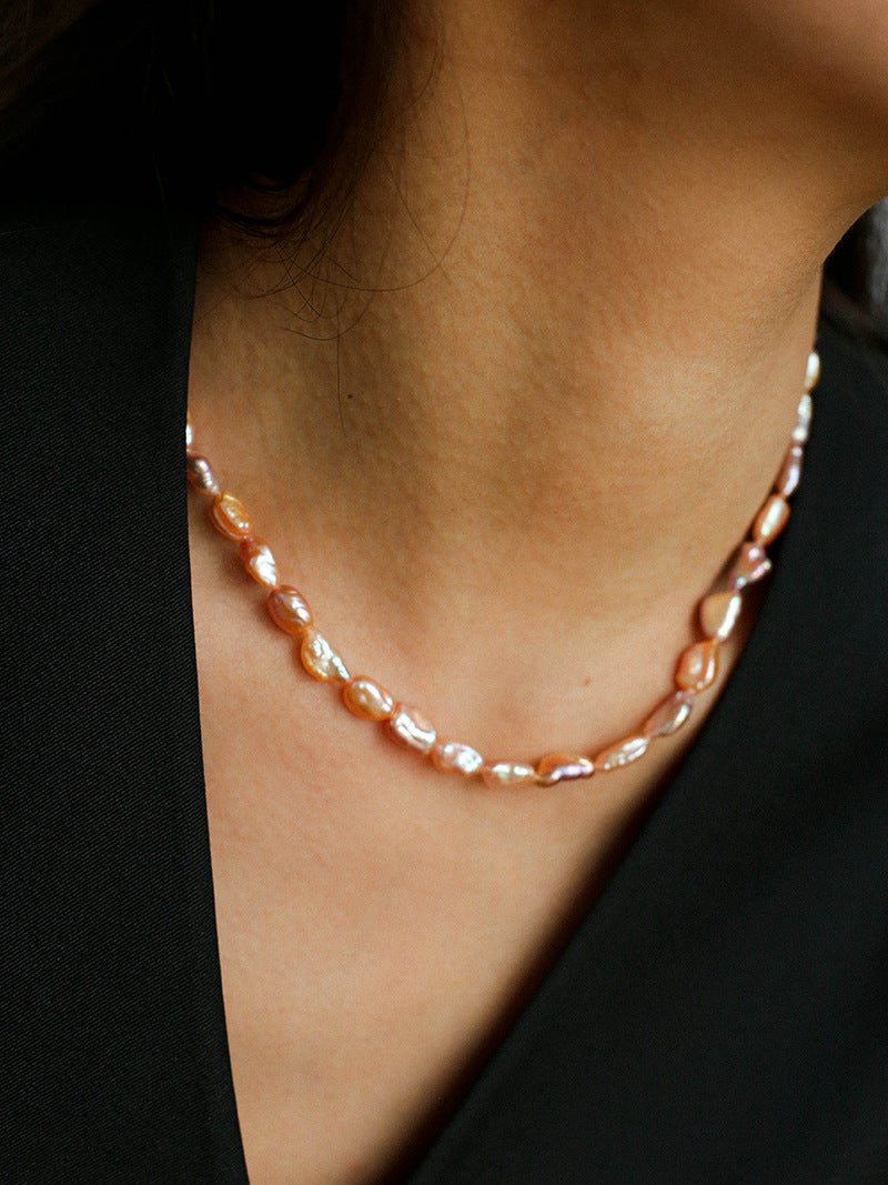 Iridescent Keshi Pearl Necklace without Spacers - floysun
