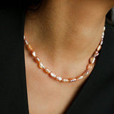 Iridescent Keshi Pearl Necklace without Spacers - floysun