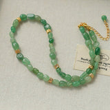 Irregular Aventurine & Gold Lava Bead Necklace - floysun