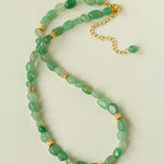 Irregular Aventurine & Gold Lava Bead Necklace - floysun