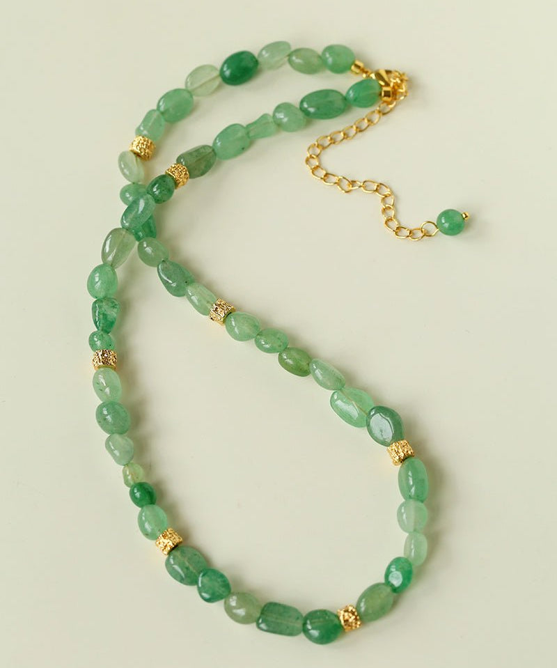 Irregular Aventurine & Gold Lava Bead Necklace - floysun