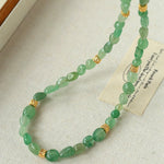 Irregular Aventurine & Gold Lava Bead Necklace - floysun
