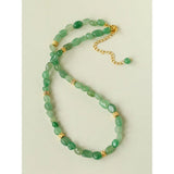 Irregular Aventurine & Gold Lava Bead Necklace - floysun