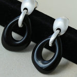 Irregular Black Onyx Hollow Drop Earrings - floysun