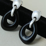 Irregular Black Onyx Hollow Drop Earrings - floysun