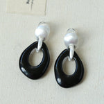 Irregular Black Onyx Hollow Drop Earrings - floysun