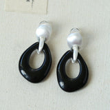 Irregular Black Onyx Hollow Drop Earrings - floysun