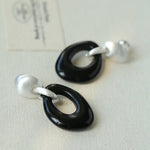 Irregular Black Onyx Hollow Drop Earrings - floysun
