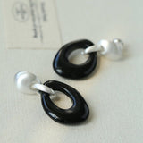 Irregular Black Onyx Hollow Drop Earrings - floysun