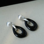 Irregular Black Onyx Hollow Drop Earrings - floysun