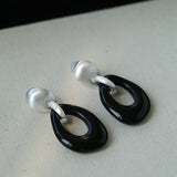 Irregular Black Onyx Hollow Drop Earrings - floysun