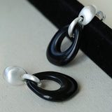 Irregular Black Onyx Hollow Drop Earrings - floysun