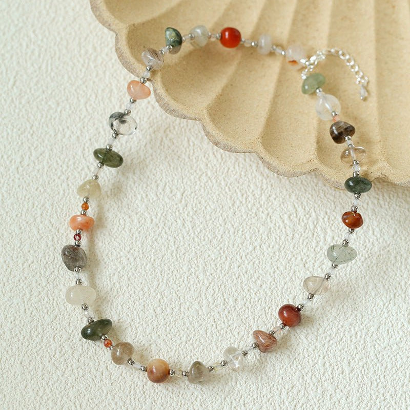 Irregular Colored Crystal Quartz Beaded Necklace - floysun