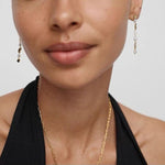 Irregular Freshwater Pearl & Hammered Gold Long Drop Earrings - floysun