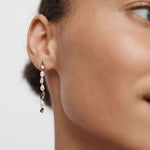 Irregular Freshwater Pearl & Hammered Gold Long Drop Earrings - floysun