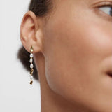Irregular Freshwater Pearl & Hammered Gold Long Drop Earrings - floysun