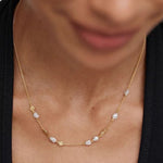 Irregular Freshwater Pearl & Hammered Gold Station Necklace - floysun
