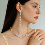 Irregular Freshwater Pearl & Paperclip Chain Toggle Necklace - floysun