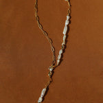 Irregular Freshwater Pearl & Paperclip Chain Toggle Necklace - floysun