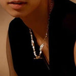 Irregular Freshwater Pearl & Paperclip Chain Toggle Necklace - floysun