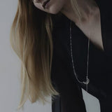 Irregular Hollow Crescent Slider Necklace - floysun
