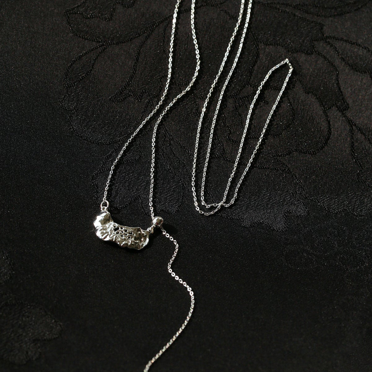 Irregular Hollow Crescent Slider Necklace - floysun