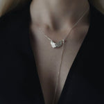 Irregular Hollow Crescent Slider Necklace - floysun