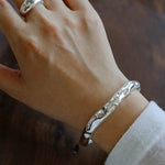 Irregular Liquid Hammered Cubic Zirconia Open Cuff Bracelet - floysun