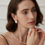 Irregular Pentagon Inlaid Mother of Pearls Stud Earrings - floysun