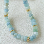 Irregular Raw Aquamarine Beaded Necklace - floysun