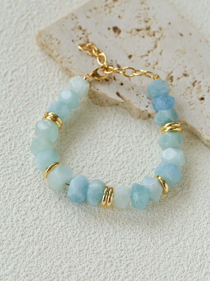 Irregular Raw Aquamarine Stackable Bracelet - floysun