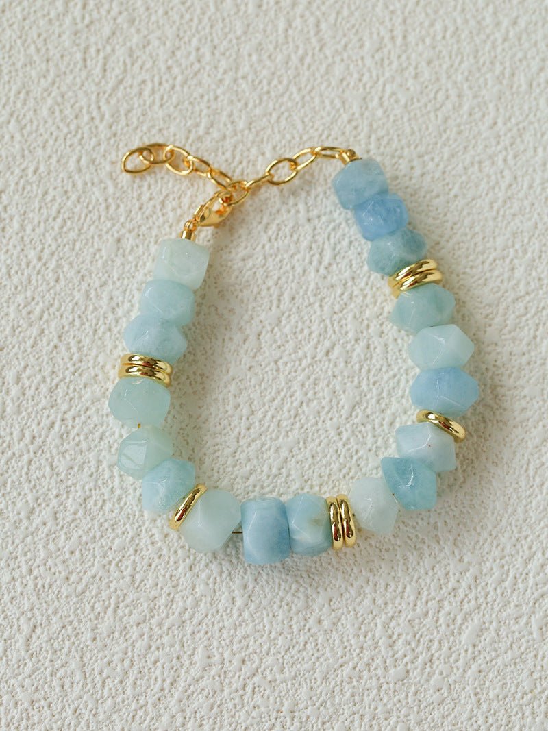 Irregular Raw Aquamarine Stackable Bracelet - floysun
