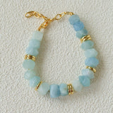 Irregular Raw Aquamarine Stackable Bracelet - floysun