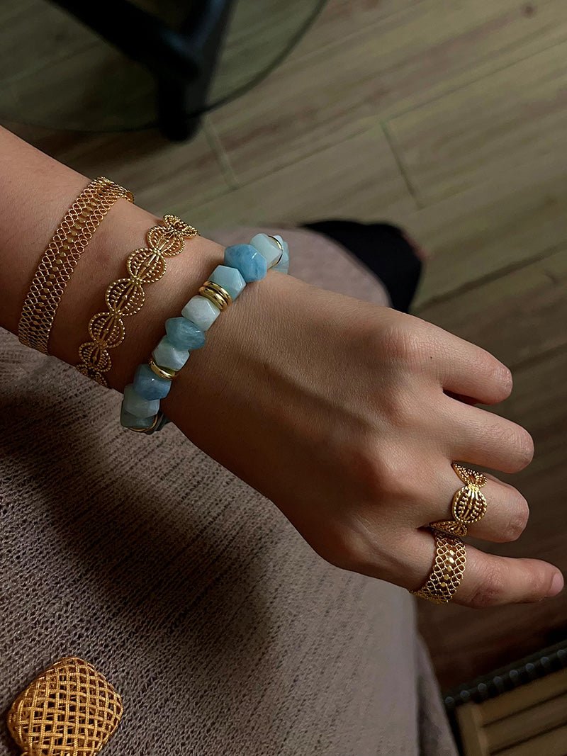 Irregular Raw Aquamarine Stackable Bracelet - floysun