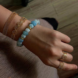 Irregular Raw Aquamarine Stackable Bracelet - floysun
