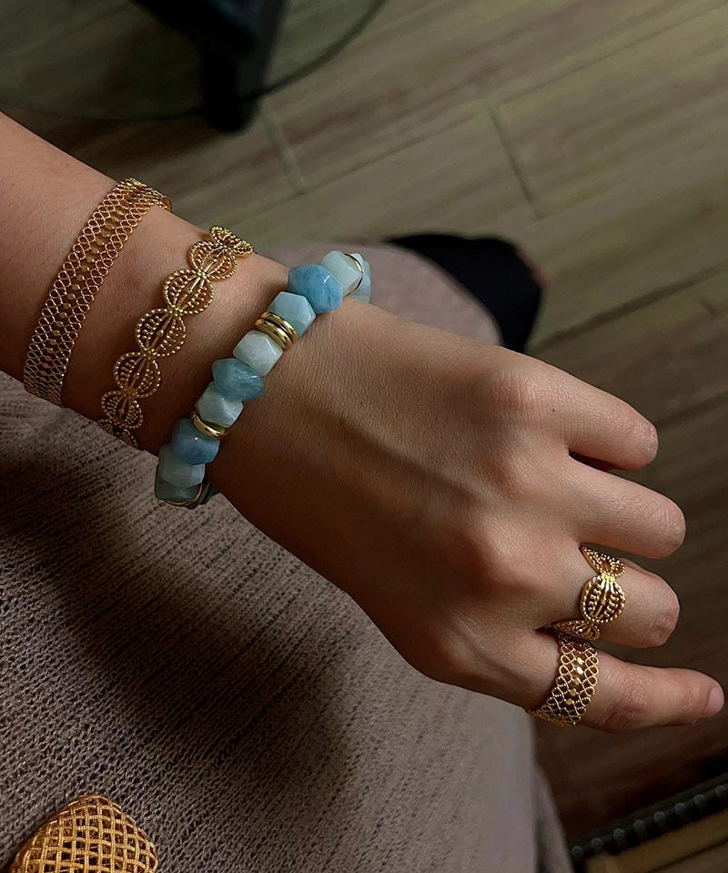 Irregular Raw Aquamarine Stackable Bracelet - floysun