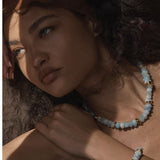 Irregular Raw Aquamarine Stackable Bracelet - floysun