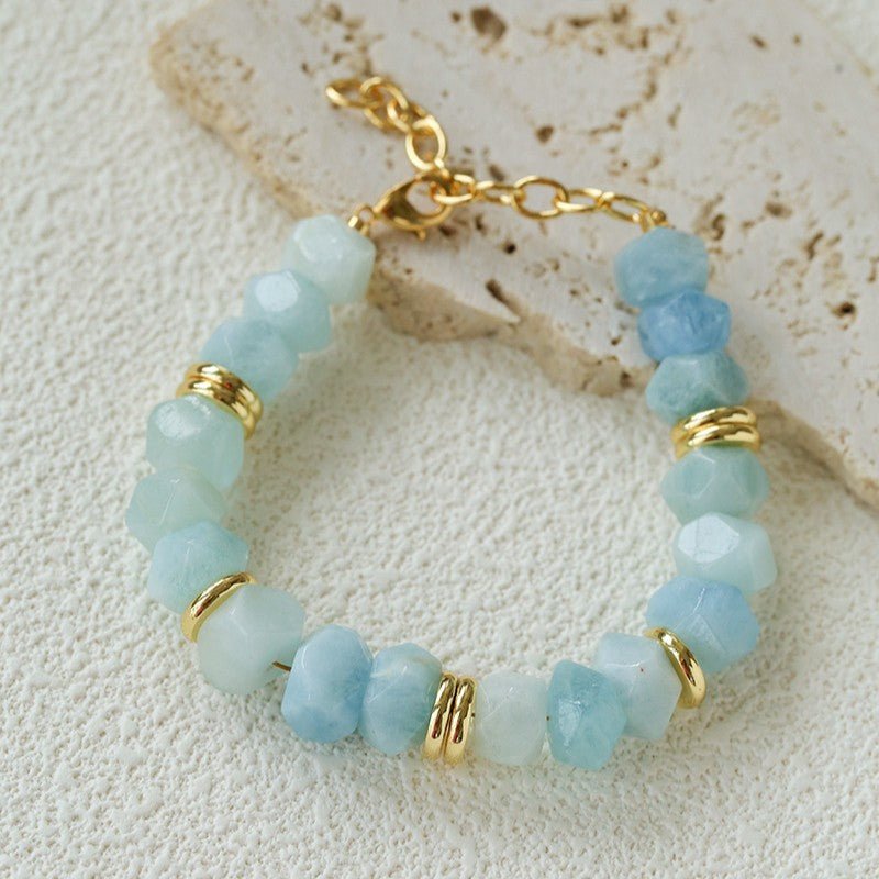 Irregular Raw Aquamarine Stackable Bracelet - floysun
