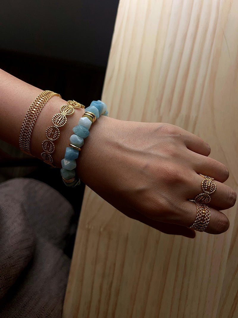 Irregular Raw Aquamarine Stackable Bracelet - floysun