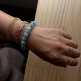 Irregular Raw Aquamarine Stackable Bracelet - floysun