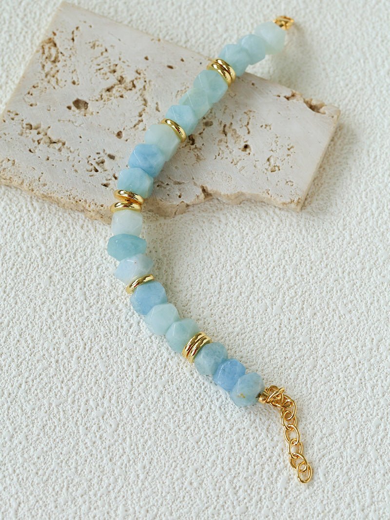 Irregular Raw Aquamarine Stackable Bracelet - floysun
