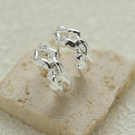 Irregular Textured C-Hoop Cubic Zirconia Earrings - floysun
