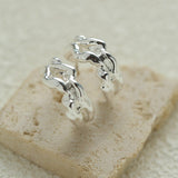 Irregular Textured C-Hoop Cubic Zirconia Earrings - floysun