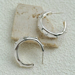Irregular Textured C-Hoop Cubic Zirconia Earrings - floysun