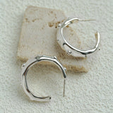 Irregular Textured C-Hoop Cubic Zirconia Earrings - floysun