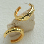 Irregular Textured C-Hoop Cubic Zirconia Earrings - floysun