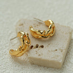 Irregular Textured C-Hoop Cubic Zirconia Earrings - floysun