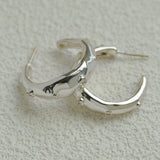 Irregular Textured C-Hoop Cubic Zirconia Earrings - floysun